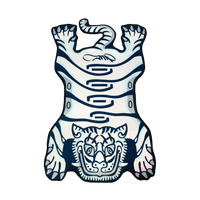 Blue Tuned Tiger rug laid flat on a black background