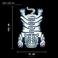 Blue Tuned Tiger rug size guide, 75 cm wide and 120 cm long