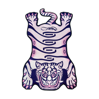 Purple Tuned Tiger rug laid flat on a black background